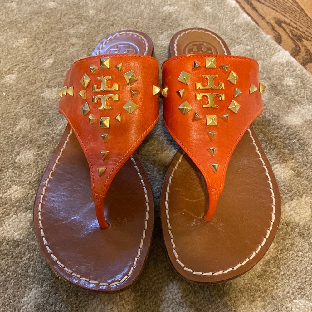 Tory Burch leather studded accent sandals. Size 6.5